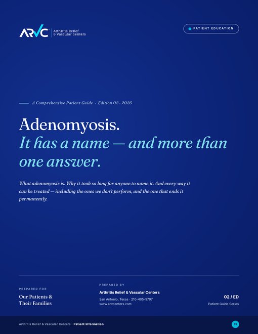 Cover of the ARVC patient guide Adenomyosis — Every Option You Have