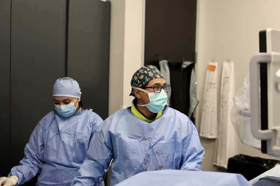 Dr. Arthur Joseph, interventional radiologist, performing uterine fibroid embolization (UFE) at ARV Centers in San Antonio