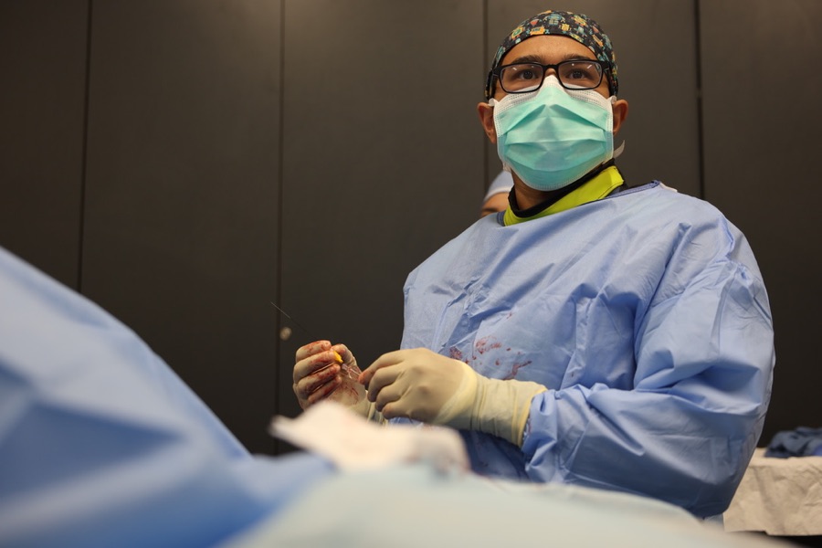 Dr. Arthur Joseph performing an embolization procedure in the ARV Centers angiography suite